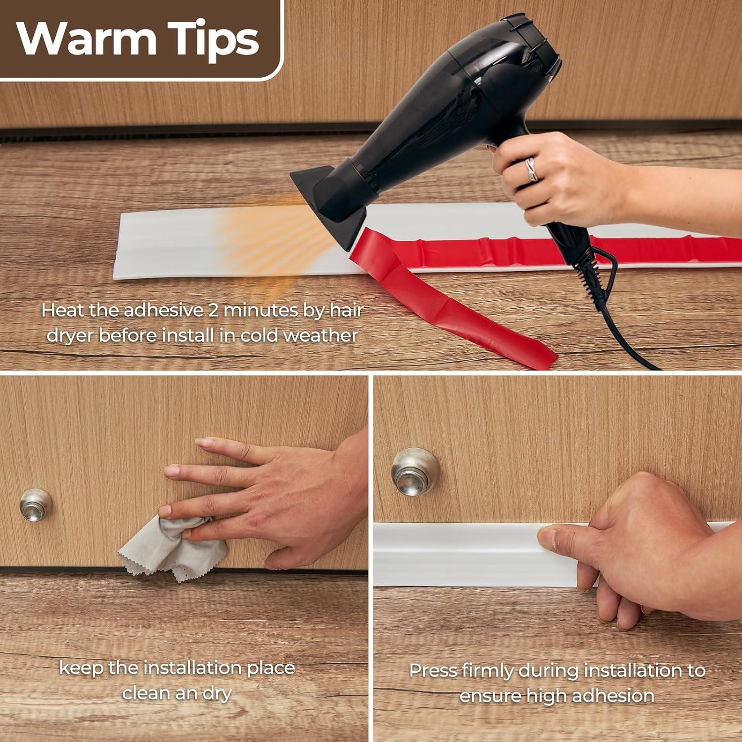 imageDoor Draft Stopper Weather Stripping Ohuhu 39 L x 2 W Under Door Bottom Seal Strip Sweep Backing Adhesive Blocker Gap Filler Flexible Noise Insulation Draft Guard Bottom of Door Garage