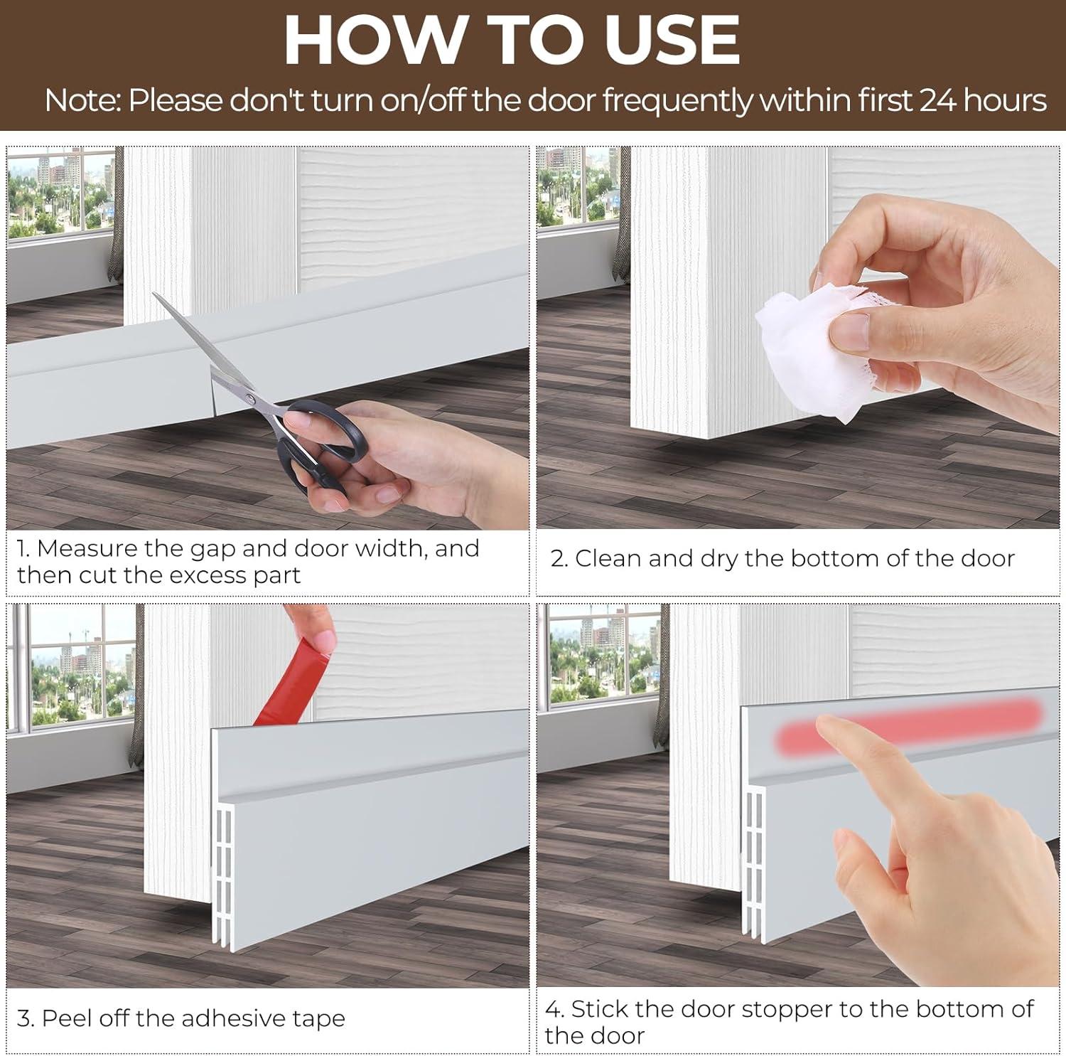 imageDoor Draft Stopper Weather Stripping Ohuhu 39 L x 2 W Under Door Bottom Seal Strip Sweep Backing Adhesive Blocker Gap Filler Flexible Noise Insulation Draft Guard Bottom of Door Garage