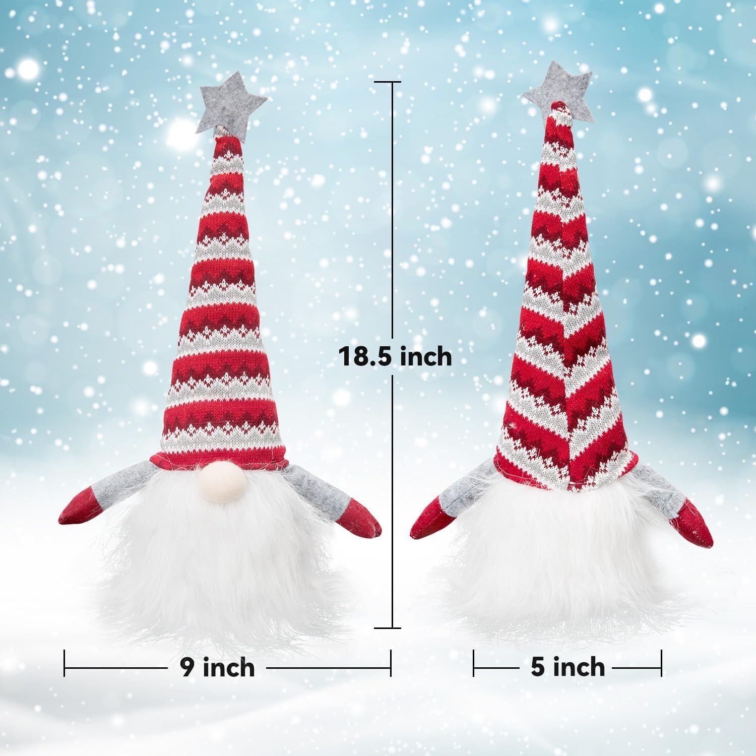 imageOhuhu 2 Pack 185 Light Up Christmas Gnomes White Plush Handmade Swedish Santa Tomte Xmas Home Table Christmas Tree Indoor Decor