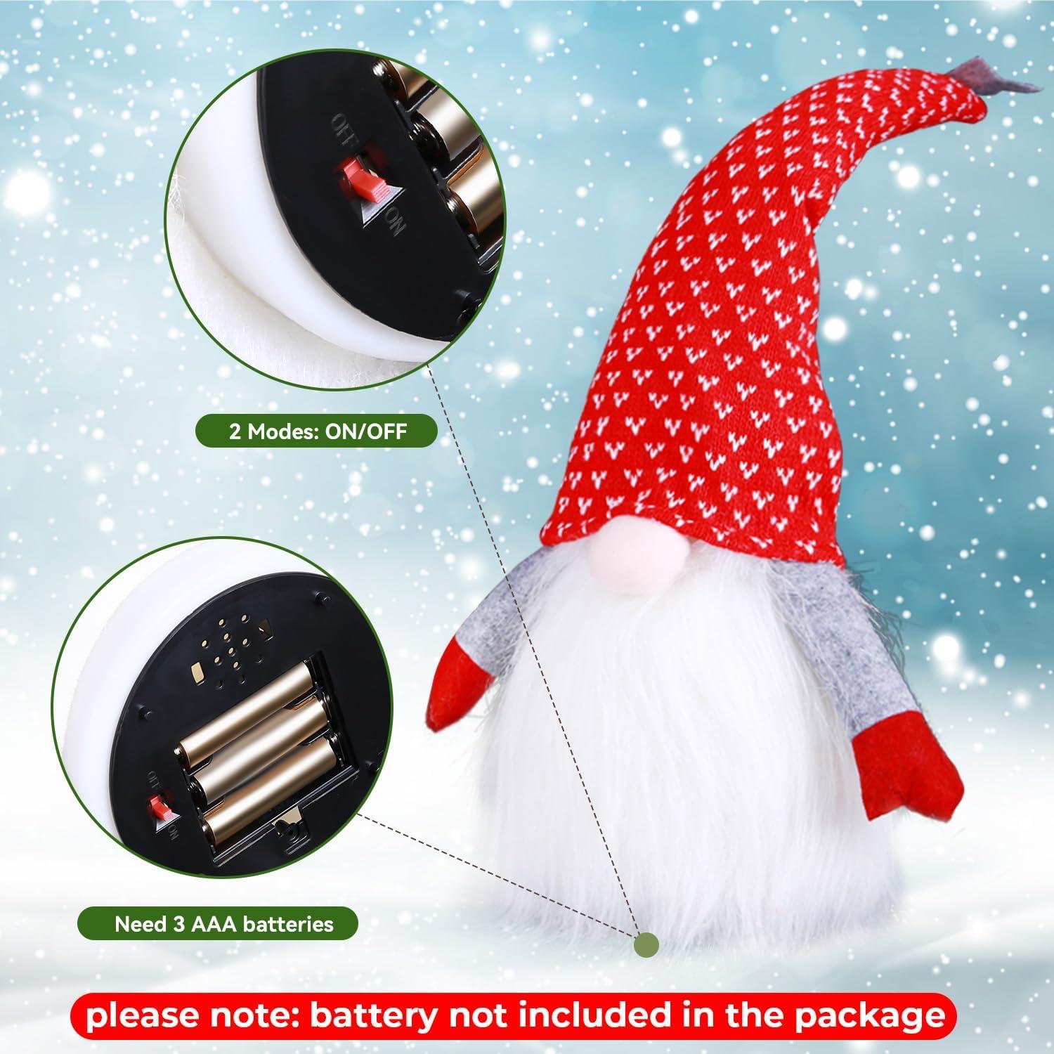 imageOhuhu 2 Pack 185 Light Up Christmas Gnomes White Plush Handmade Swedish Santa Tomte Xmas Home Table Christmas Tree Indoor Decor