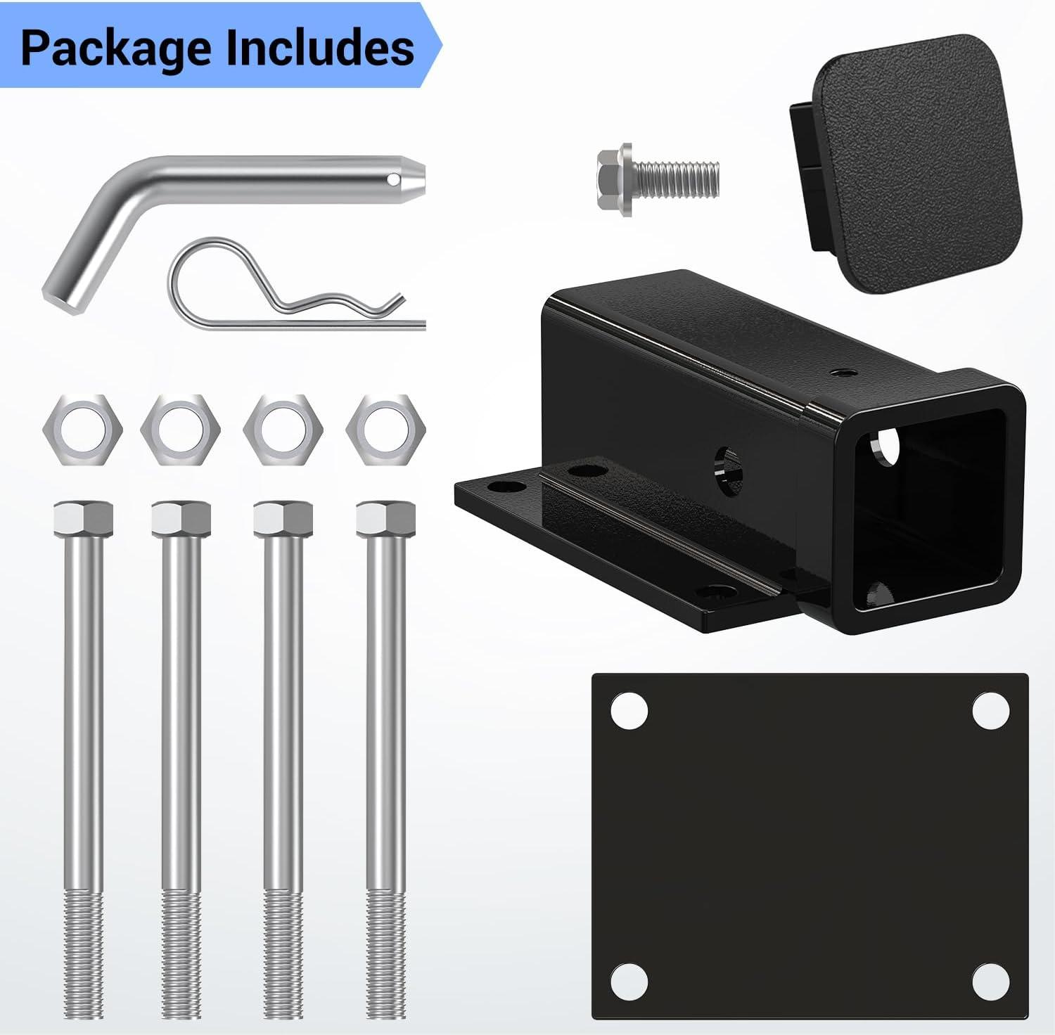 imageOhuhu Bolton RV Bumper Hitch Receiver Adapter Fits 445 Beam 2 Receiver 200Lbs Tongue Weight Capacity Travel Trailer Rear Bumper with Hitch Pin amp Hitch Cover Fit for Camper Bike Racks Cargo CarFit 4 to 45 Bumper Beam