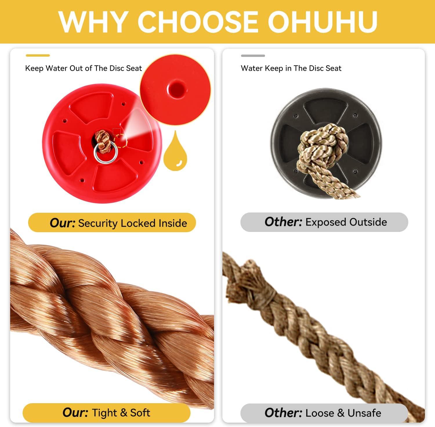 imageOhuhu Climbing Rope Tree Swing with Platforms and Disc Swings Seat Playground Outdoor Flying Swing for Kids Easy Install Great for Playground Swing Backyard