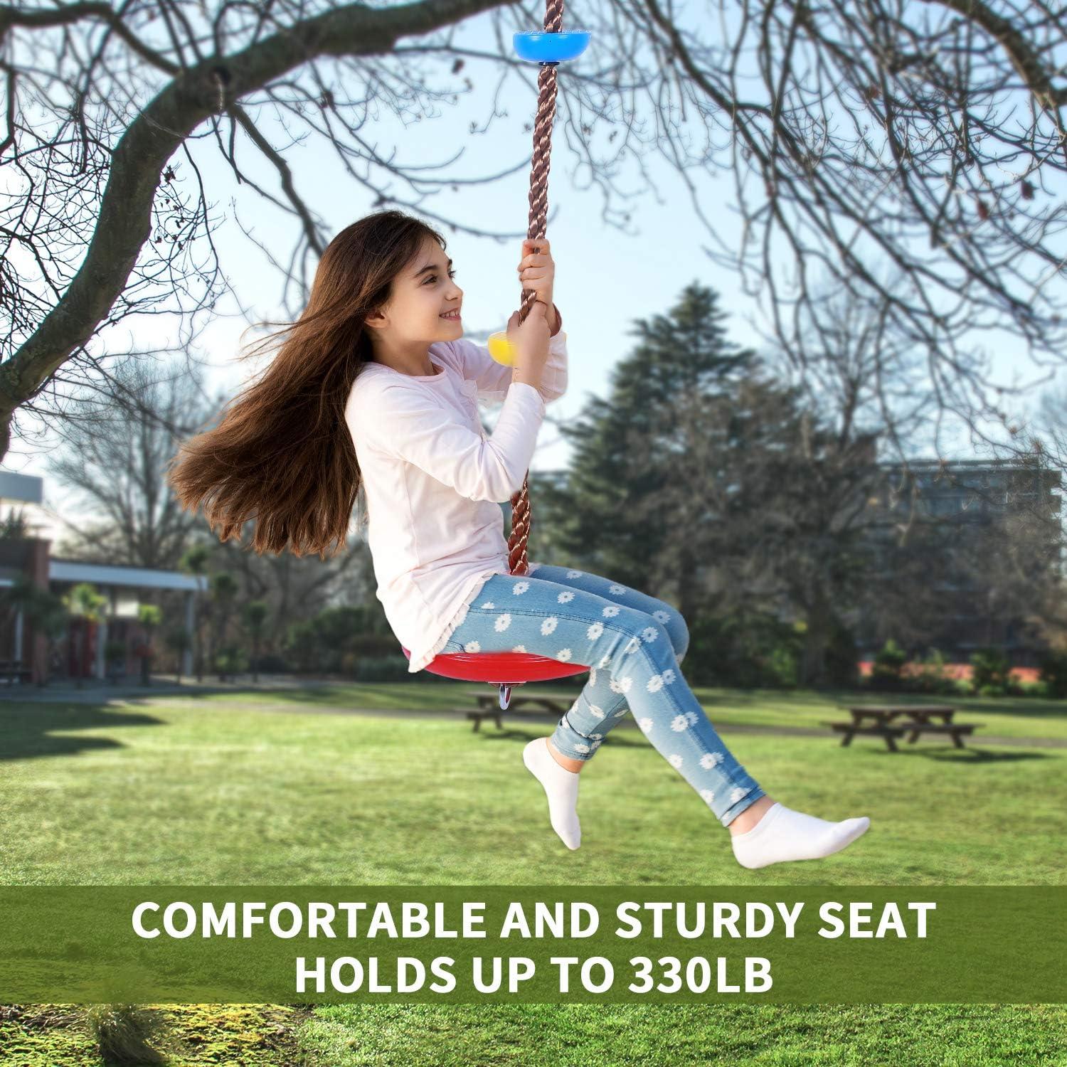 imageOhuhu Climbing Rope Tree Swing with Platforms and Disc Swings Seat Playground Outdoor Flying Swing for Kids Easy Install Great for Playground Swing Backyard