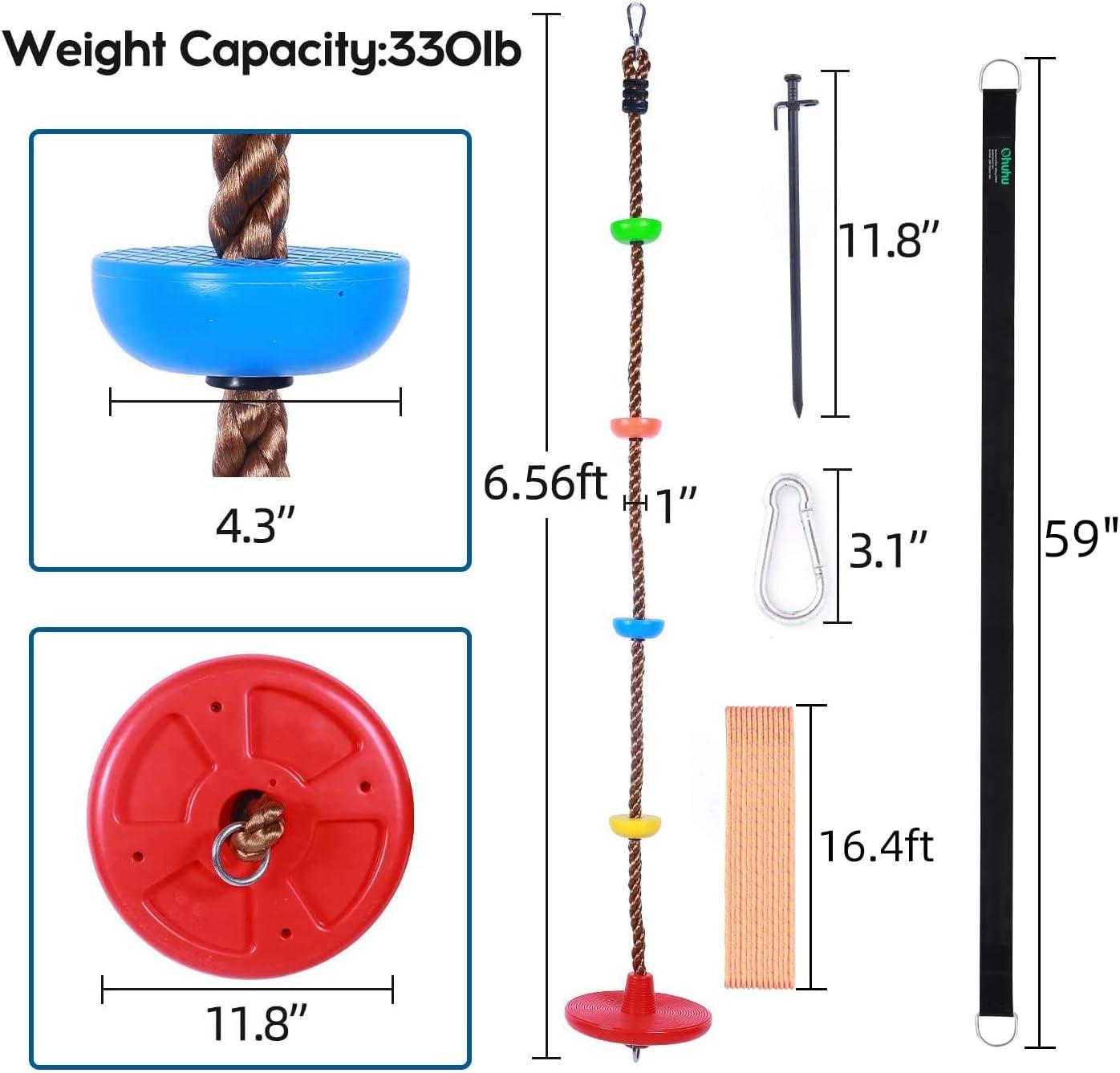 imageOhuhu Climbing Rope Tree Swing with Platforms and Disc Swings Seat Playground Outdoor Flying Swing for Kids Easy Install Great for Playground Swing Backyard