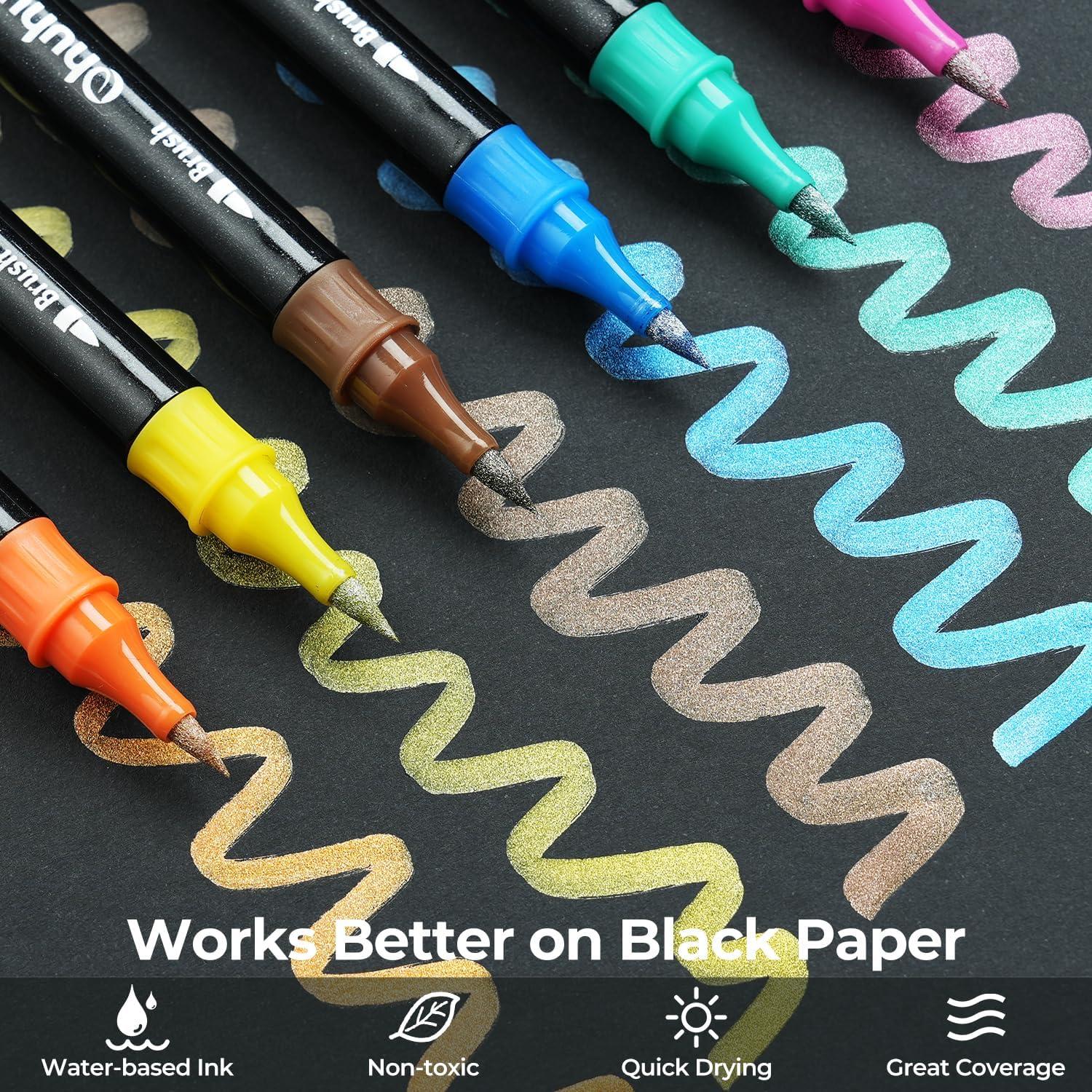 imageOhuhu Metallic Markers Glitter Markers for Drawing and Ohuhu Mix Meida Art Sketchbook