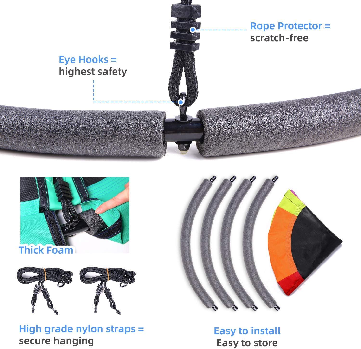 imageOhuhu Saucer Tree Swing for Kids 40 660lb Weight Capacity Outdoor Flying Swing with Hanging Straps Carabiner Steel Frame and Adjustable Ropes Easy Install Great for Playground Swing Backyard