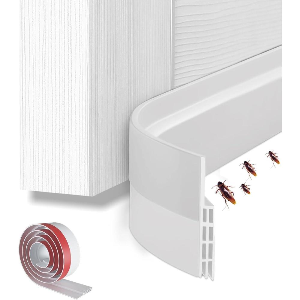 imageDoor Draft Stopper Weather Stripping Ohuhu 39 L x 2 W Under Door Bottom Seal Strip Sweep  Backing Adhesive Blocker Gap Filler Flexible Noise Insulation Draft Guard Bottom of Door Garage