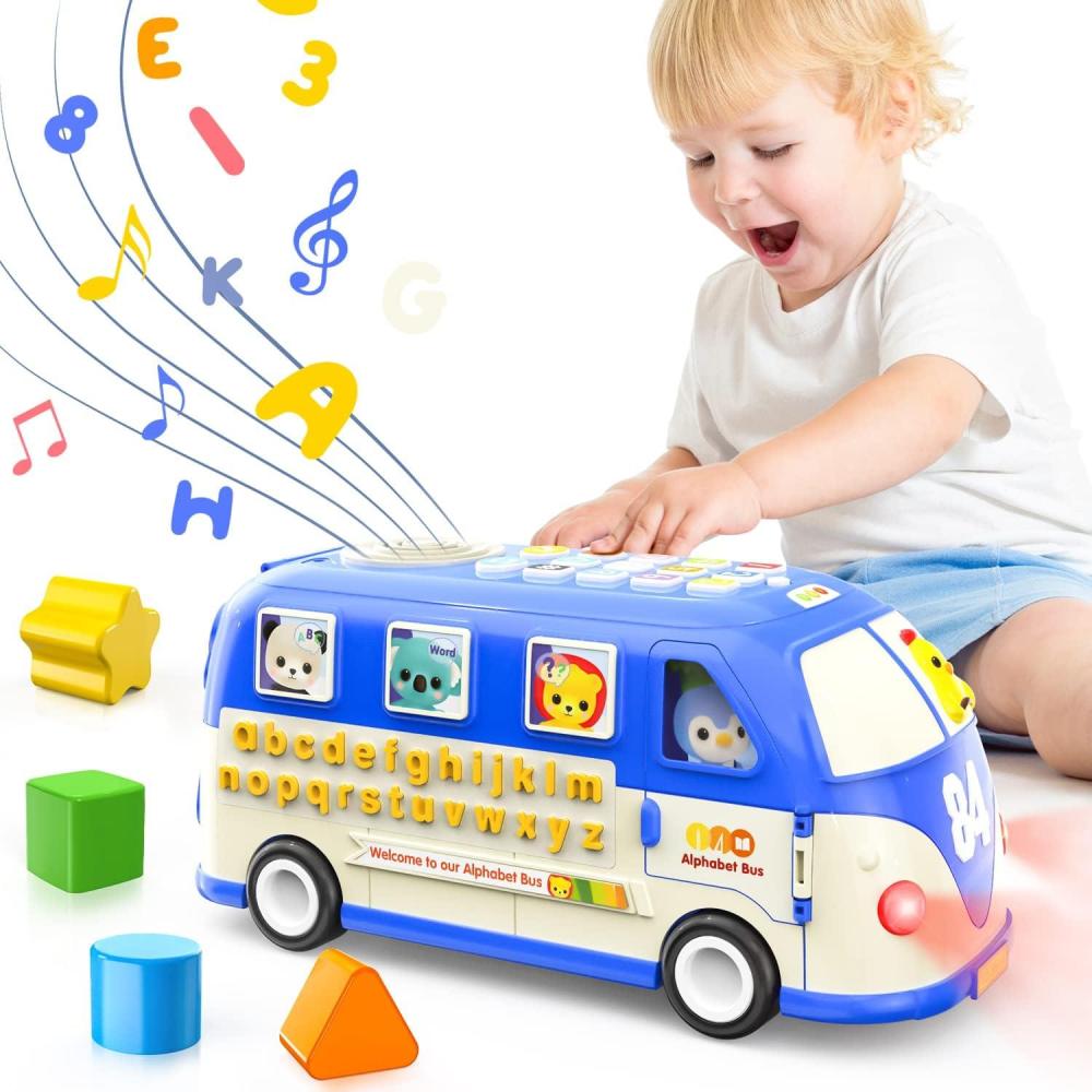 imageOhuhu Learning amp Educational Toys Multifunctional Musical Activity Toy Play amp Learn Baby Toys Music Bus with Letters Vocabulary Numbers Phonic Sounds for Baby Infant Toddlers Boys Girls
