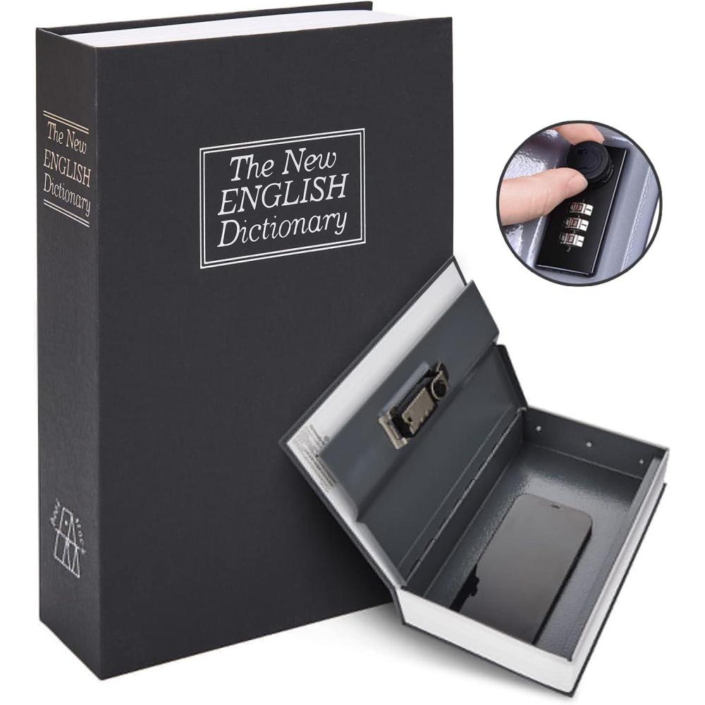 imageSecret Book Safe Box Dictionary Ohuhu Diversion Combination Lock Compartment Small Money Safes for Home Portable Book Box Great for Money Jewelry and Passport