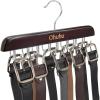 imageBelt Hanger Organizer for Closet Ohuhu 16 Hooks Max 48 Belts Tie Rack Wooden Belt Holder for Storage 360 Degree Rotating Space Saver Organizer for Men Women Belt Tie Scarf Tank Top AccessoriesWalnut