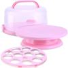 imageCake Carrier with Lid and Handle Ohuhu Cake Keeper Stand with Dome Cupcake Storage Container Portable Cake Cover Nuts Tray with Turntable for Transport Pies Cookies 10 inch Cakes
