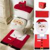 imageOhuhu Santa Toilet Seat Cover 4Piece Christmas Bathroom Sets Toilet Seat Cover and Rug Set Santa on The Toilet Ornament Santa Claus Toilet Seat for Happy Christmas Decorations Bathroom Decor