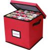 imageOrnament Storage Box Ohuhu Xmas Decorations Figurine Containers 600D Oxford Cloth Keeps 64 Ornaments Christmas Storage Bins with Lids Holiday Ornament Organizer with Back Pocket