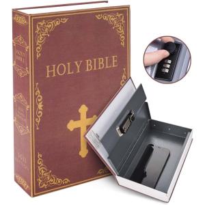 Book Safe Combination Lock Bible: Ohuhu Secret Compartment Safe Multi-Use Portable Storage Money for Home Safes Jewelry Documents or Valuables(Bible)