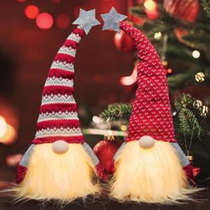 Ohuhu 2 Pack 18.5” Light Up Christmas Gnomes, White, Plush, Handmade Swedish Santa Tomte, Xmas Home Table Christmas Tree Indoor Decor