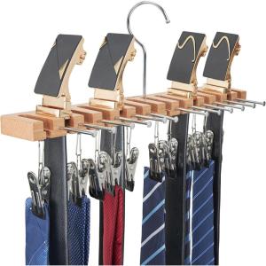 Ohuhu 3 in 1 Belt Hanger Tie Rack Hat Organize for Closet Storage with 14 Belt Slots 12 Tie Hangers 12 Hat Clips Wall Mount Belt Display Space Saver for Men Women Belt Tie Hat Accessories