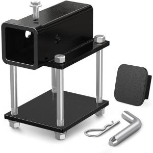 Ohuhu Bolt-on RV Bumper Hitch Receiver Adapter Fits 4-4.5″ Beam, 2″ Receiver 200Lbs Tongue Weight Capacity, Travel Trailer Rear Bumper with Hitch Pin & Hitch Cover, Fit for Camper Bike Racks Cargo Car(Fit 4″ to 4.5″ Bumper Beam)