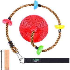 Ohuhu Climbing Rope Tree Swing with Platforms and Disc Swings Seat – Playground Outdoor Flying Swing for Kids – Easy Install, Great for Playground Swing, Backyard