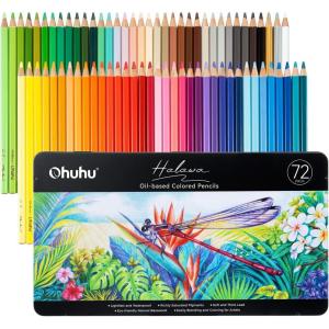 Ohuhu Colored Pencils 72 Pack Alcohol Markers Mini Brush & Slim Broad Tips 60 Colors