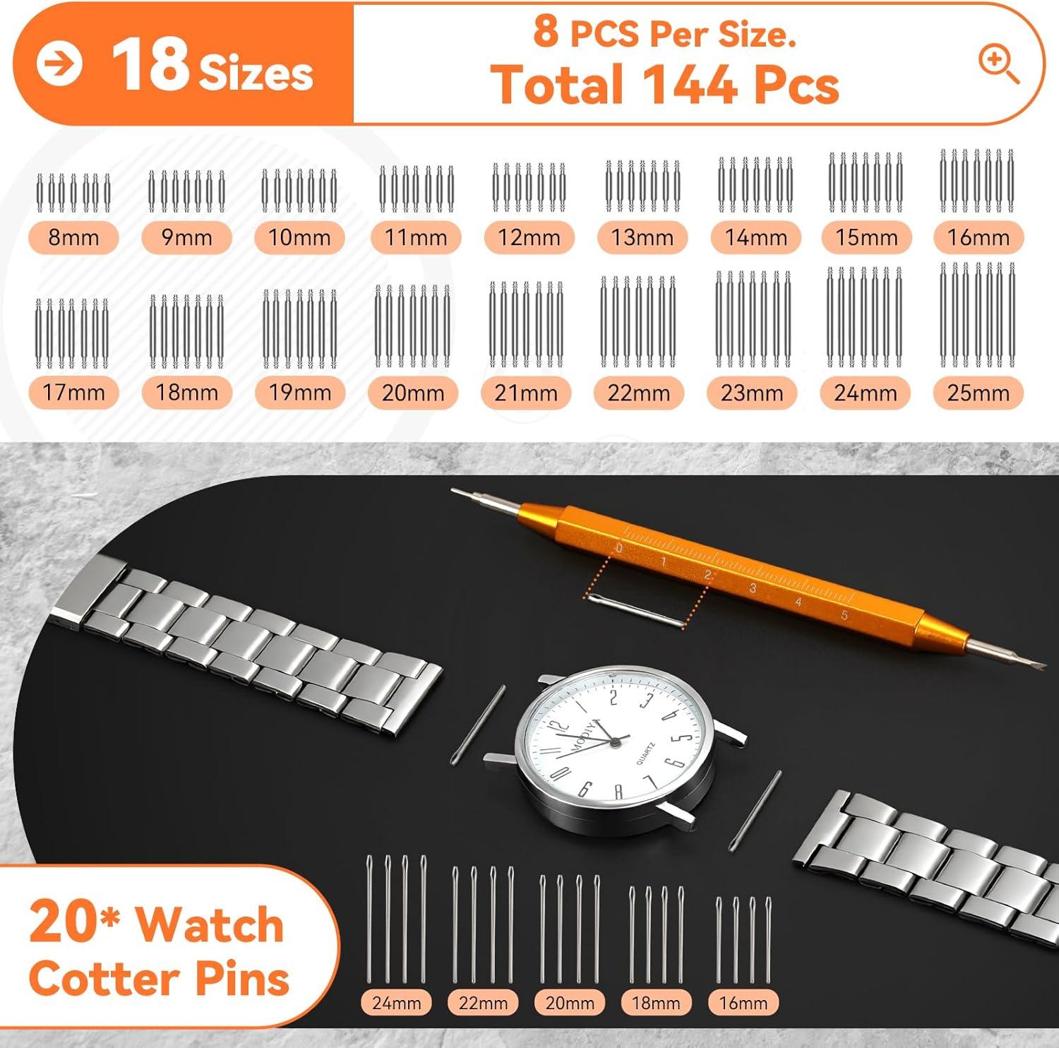 imageWatch Tool Kit Ohuhu 213 PCS Upgraded Heavy Duty Watch Repair Kit Battery Replacement Link Removal Band Tool Kits Professional Watch Back Case Opener Removal Tools with PU Leather Bag Fathers Day